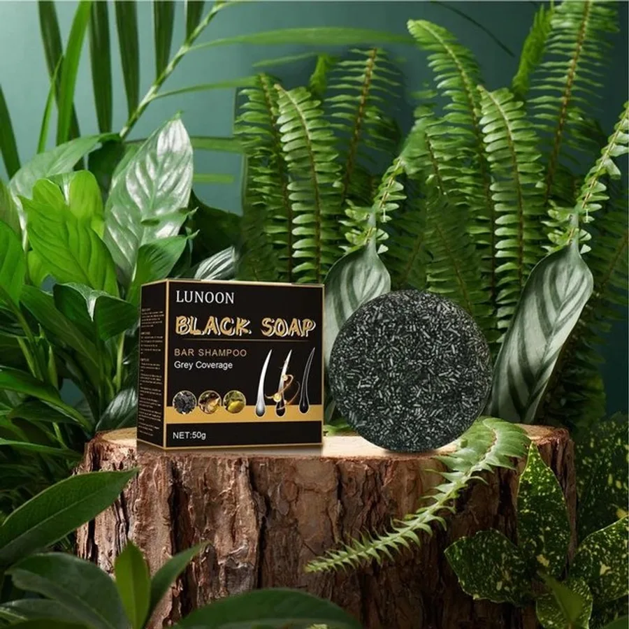 Lunoon Black Soap Grey Coverage Bar Shampoo